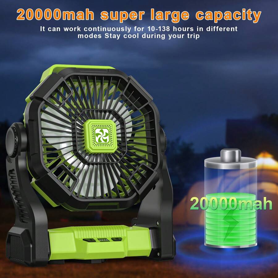 Outdoor Power With Timer - Przenośny wentylator zasilany baterią 20000mAh z